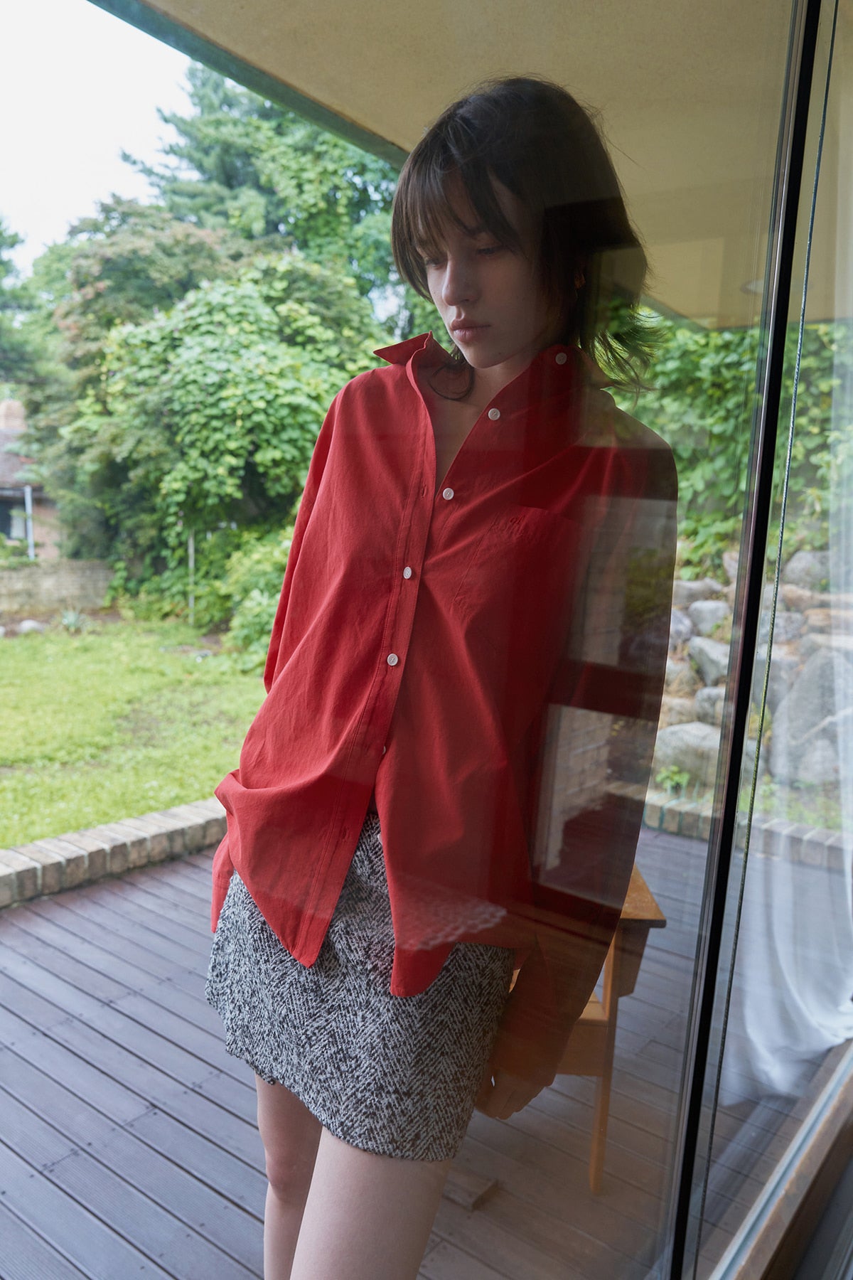 Overdueflair Essential Bio-Washed Cotton Shirt Red