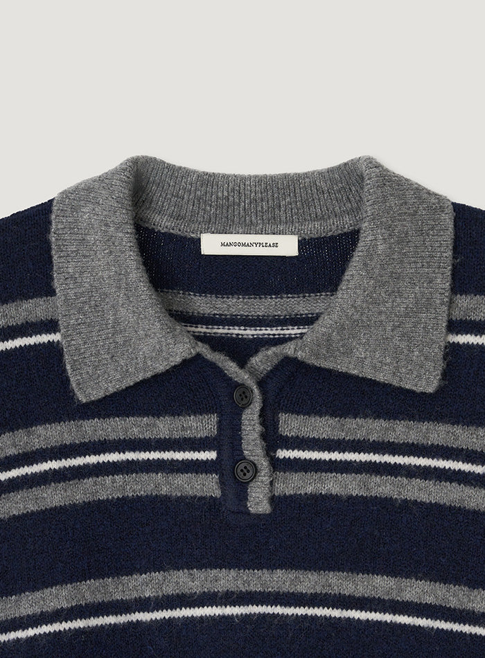 Mango Maniplease Herry Stripe Knit Navy