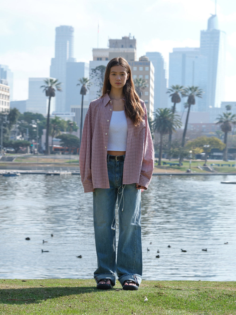 Low Classic Oversized Lc Checked Shirt Pink