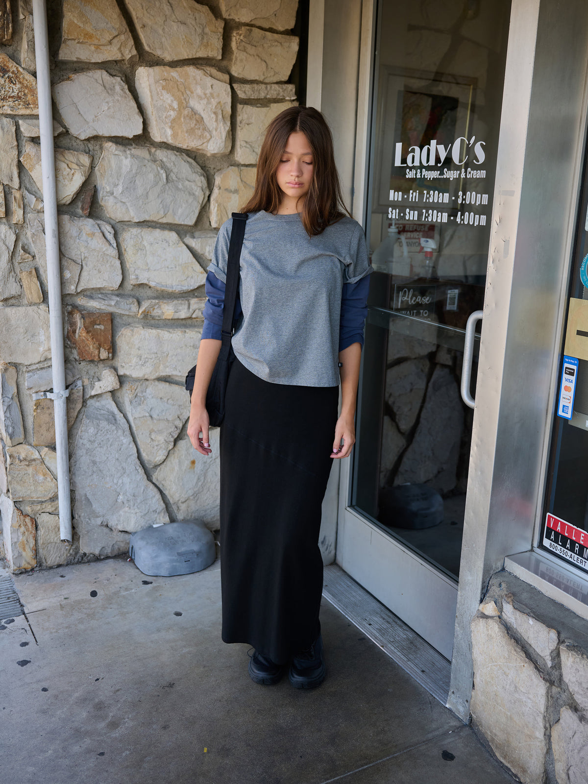 Low Classic Jersey Stitch Maxi Skirt Black
