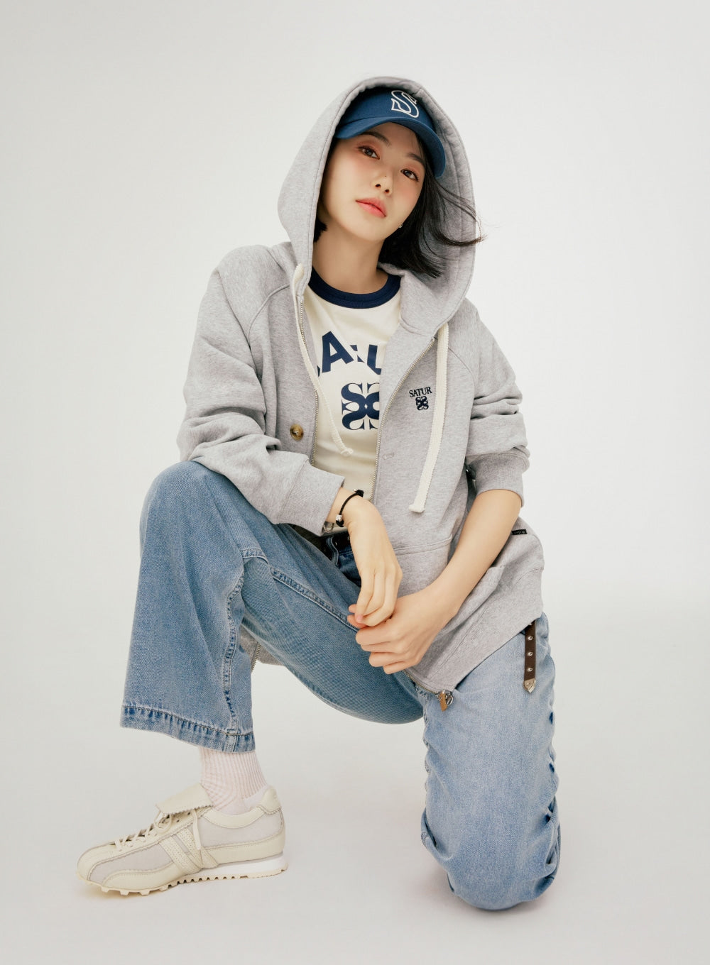 Satur (W) Washed Relaxed Denim Pants - Light Blue