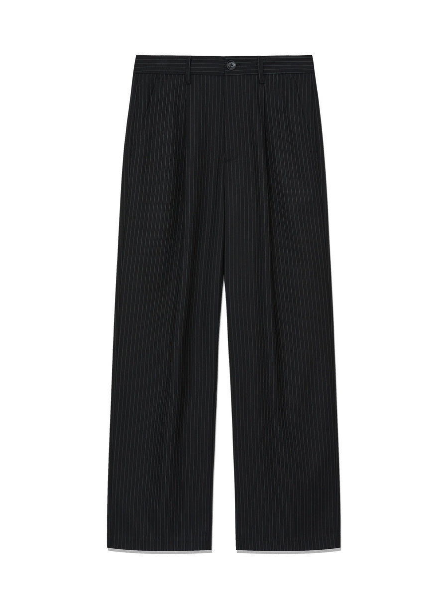 GLOWNY G Gentle Wide Leg Pinstripe Pants 2.0 (Charcoal)