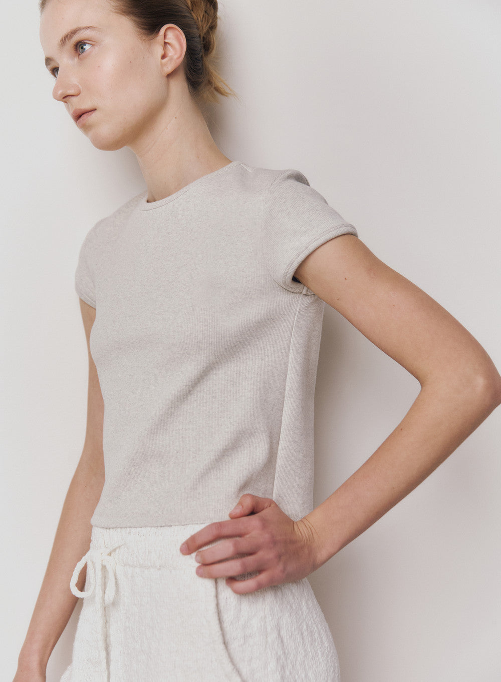 Kindersalmon Crop Jersey Top Pale Gray