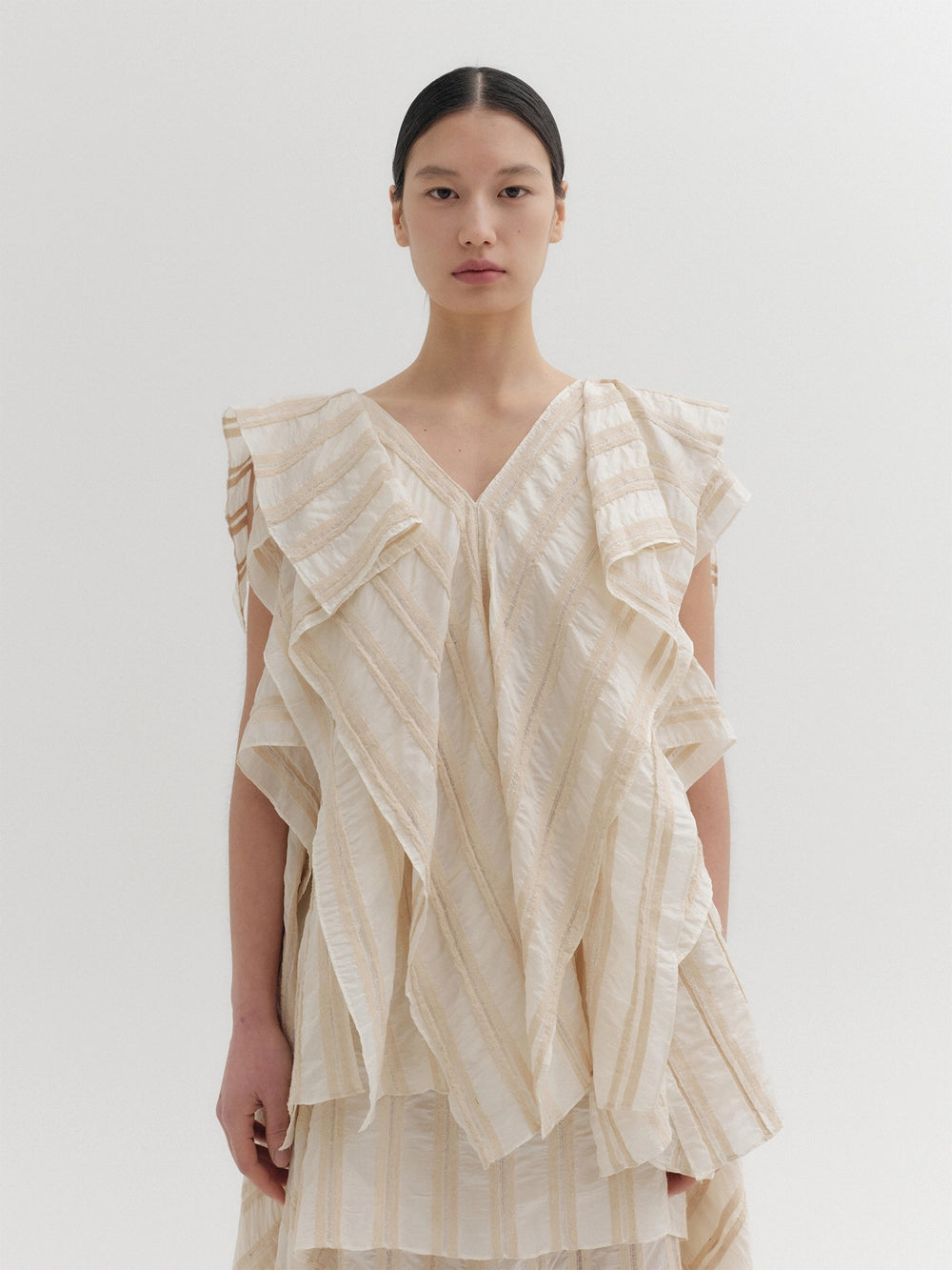 EENK Drape Wide Collar Top - Beige