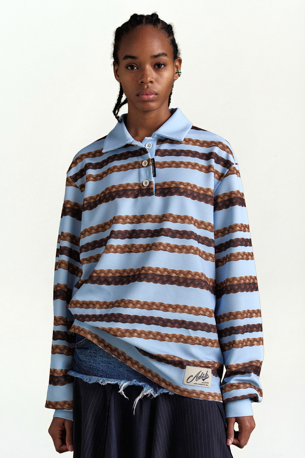 Andersson Bell Hair Braid Stripe Collar T-Shirt