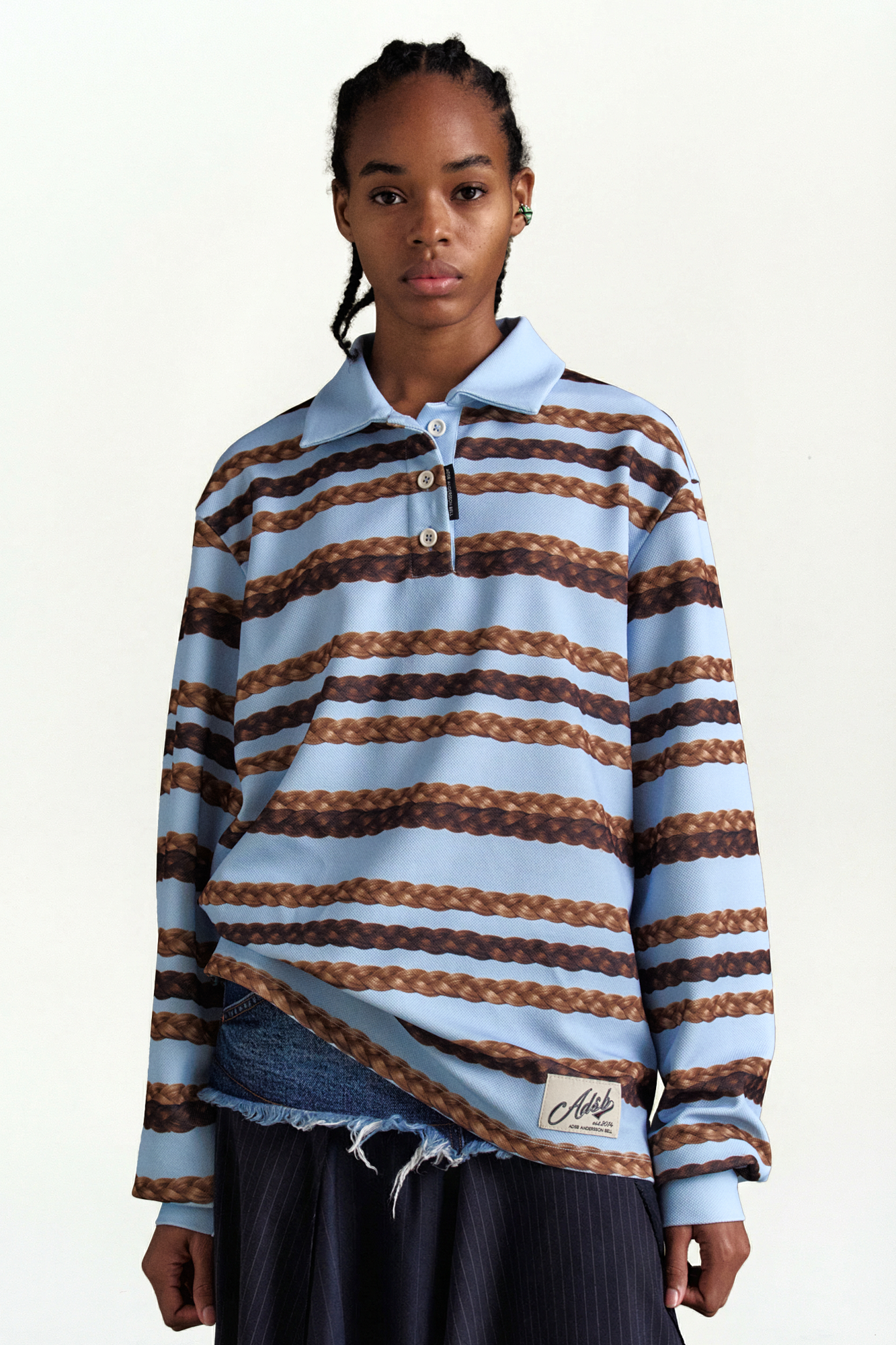 Andersson Bell Hair Braid Stripe Collar T-Shirt