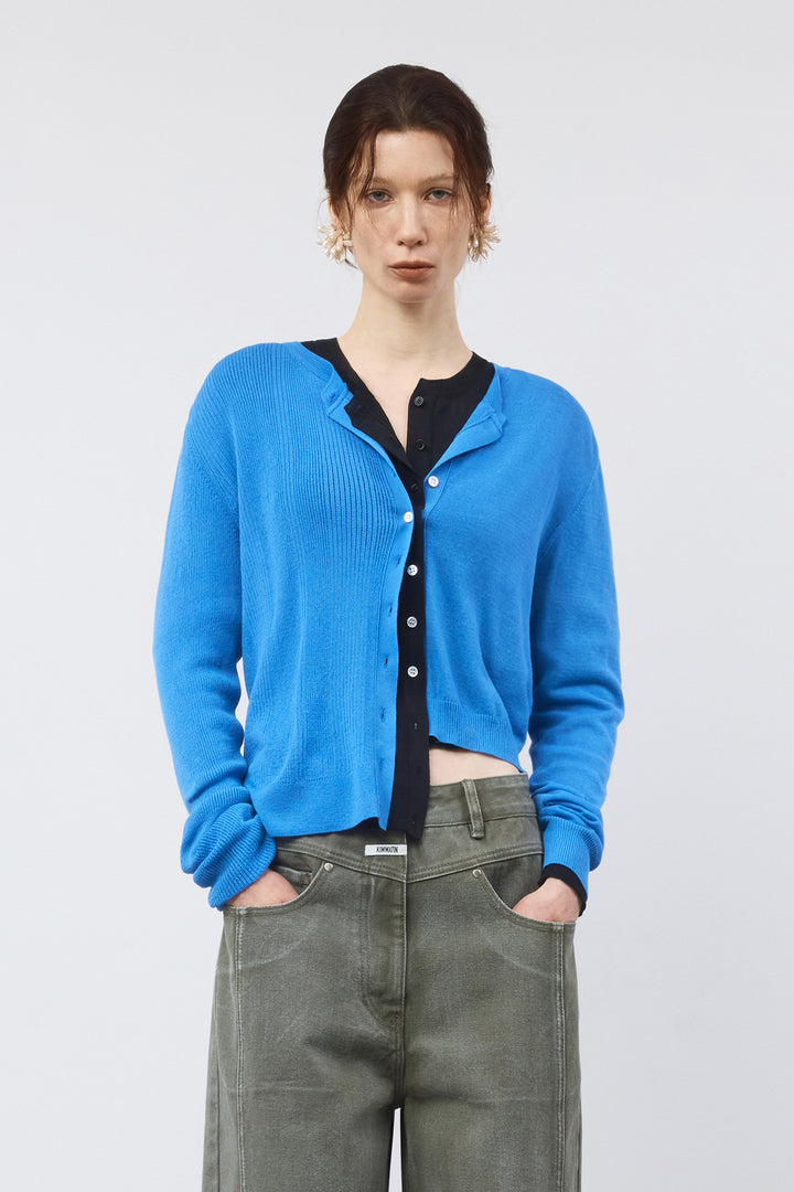 Matinkim Unbalance Slim Cardigan IN Blue