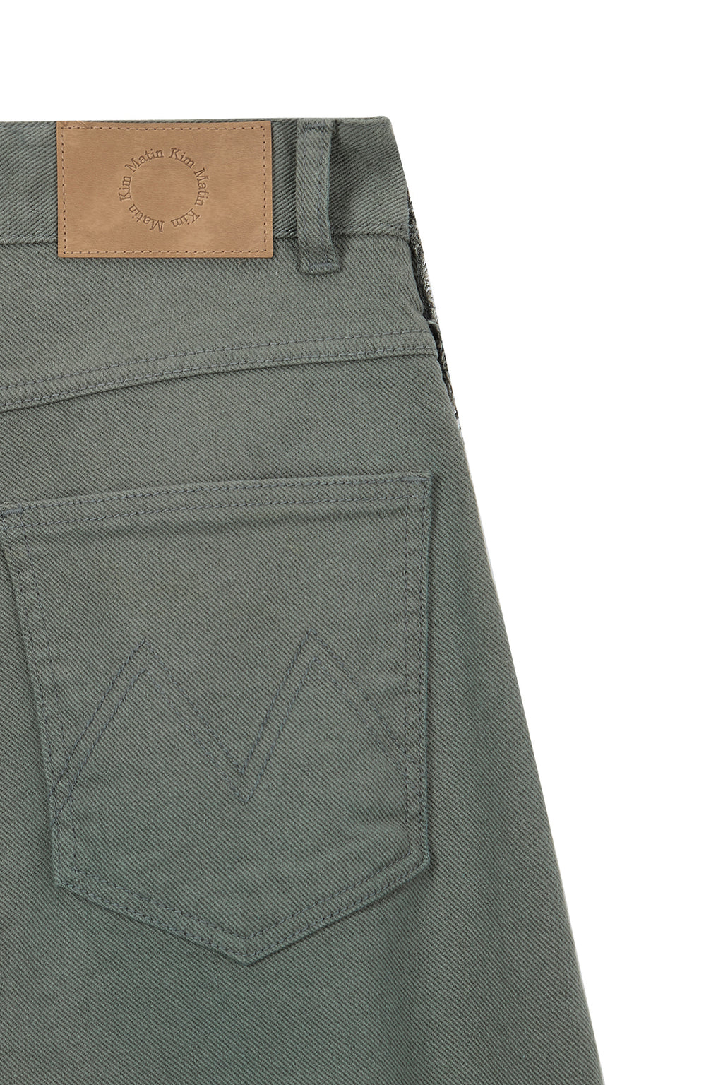 Matinkim Color Point Washed Denim Pants IN Khaki