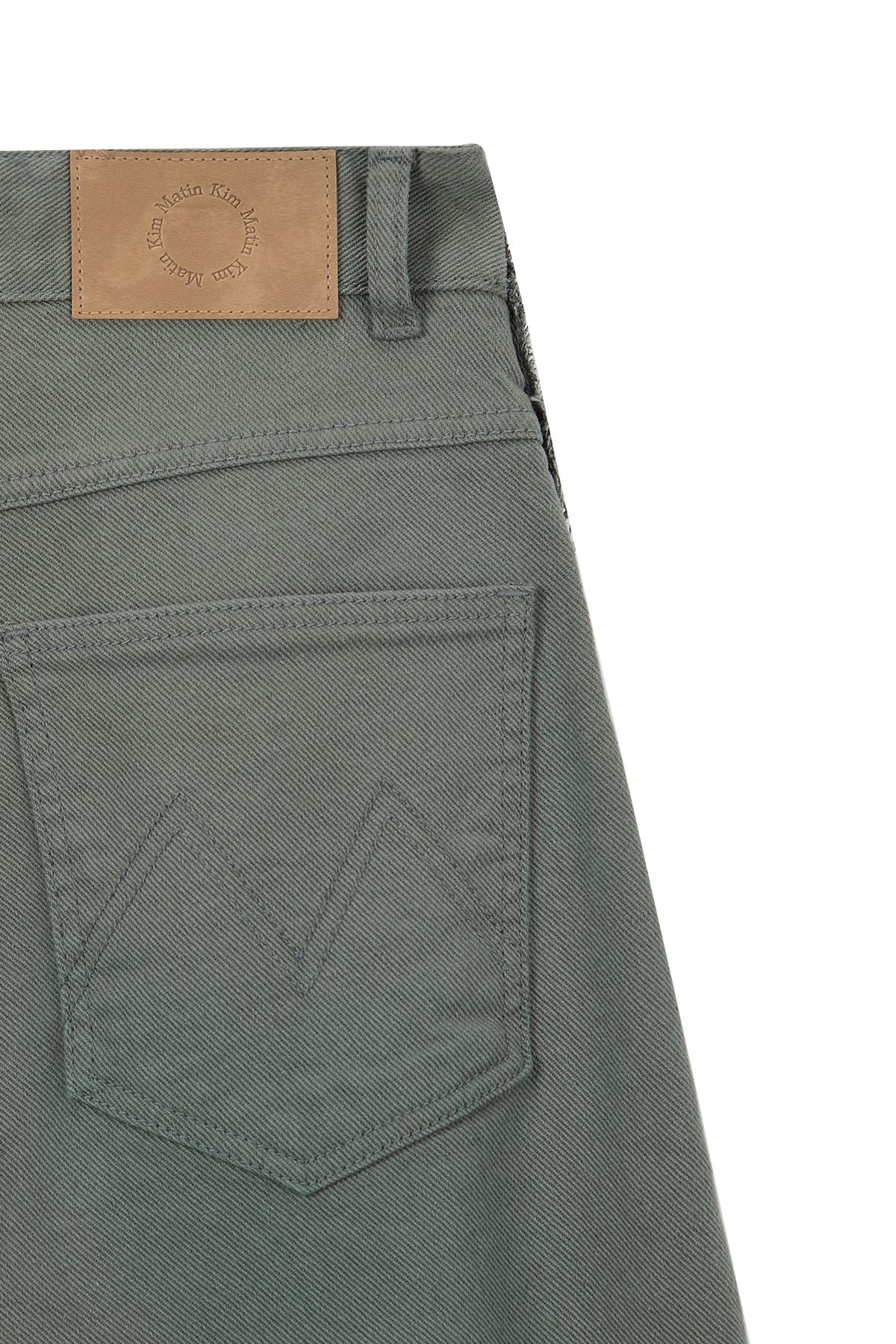 Matinkim Color Point Washed Denim Pants IN Khaki