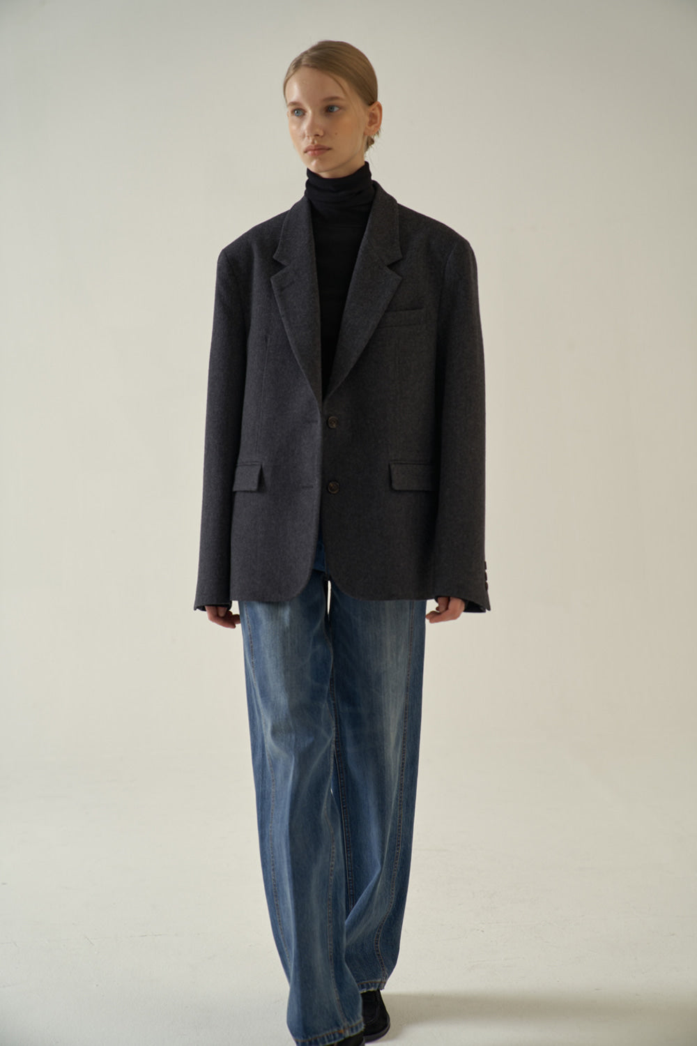 Facade Pattern Classic Wool Jacket charcoal
