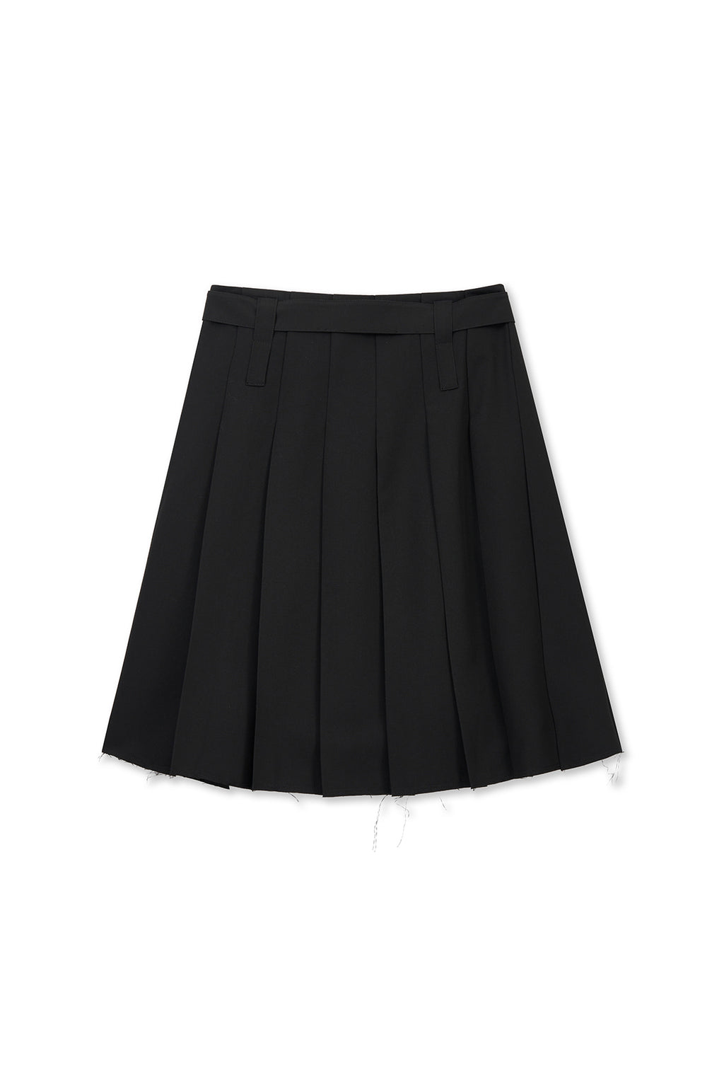 [matinkim] Belted Slit Pleat Skirt IN Black