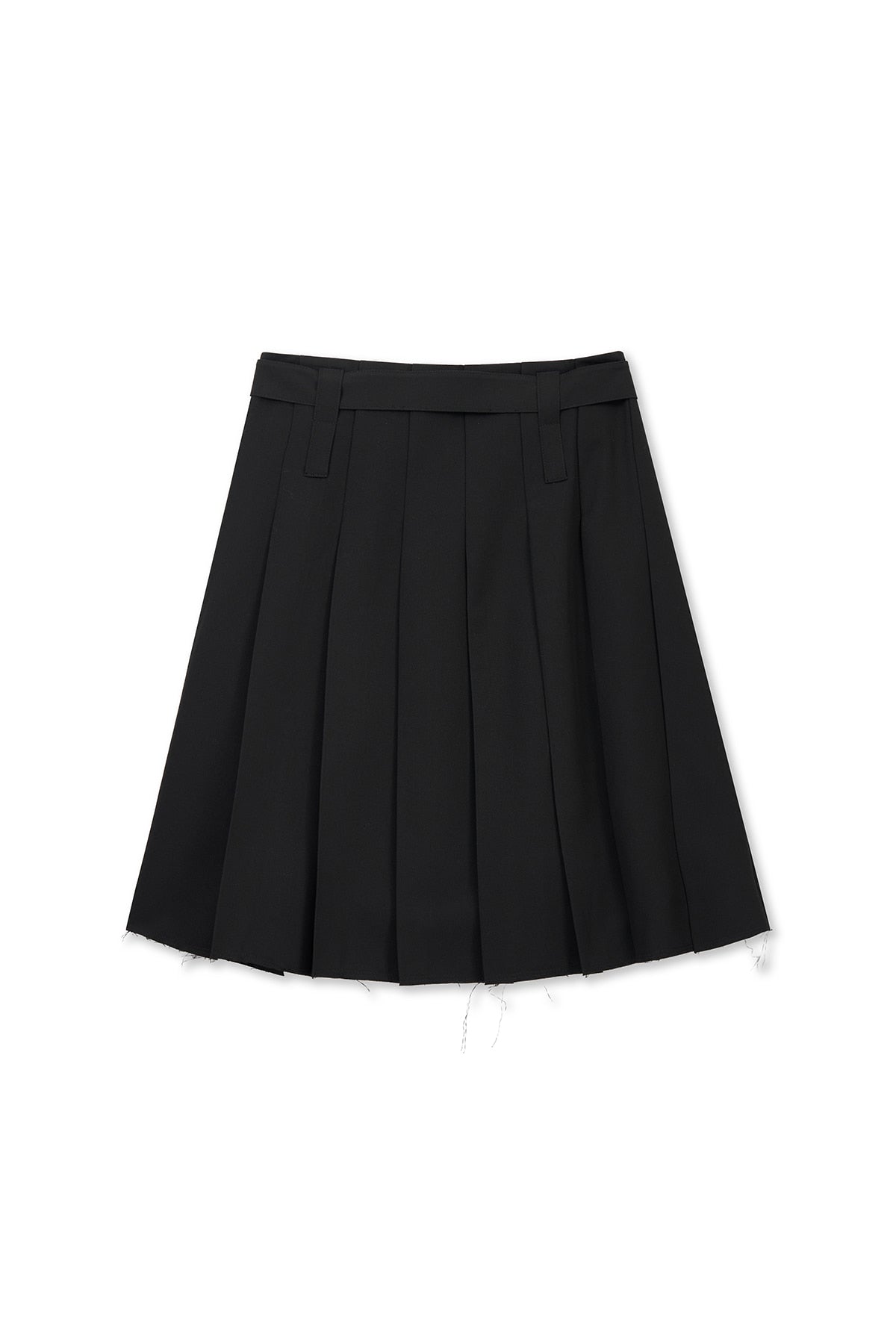 [matinkim] Belted Slit Pleat Skirt IN Black