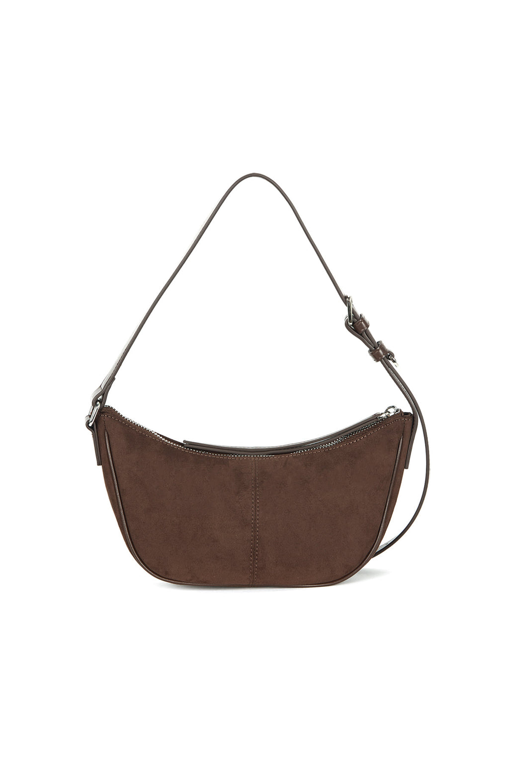 [matinkim] SUEDE MINI ARC HOBO BAG IN BROWN