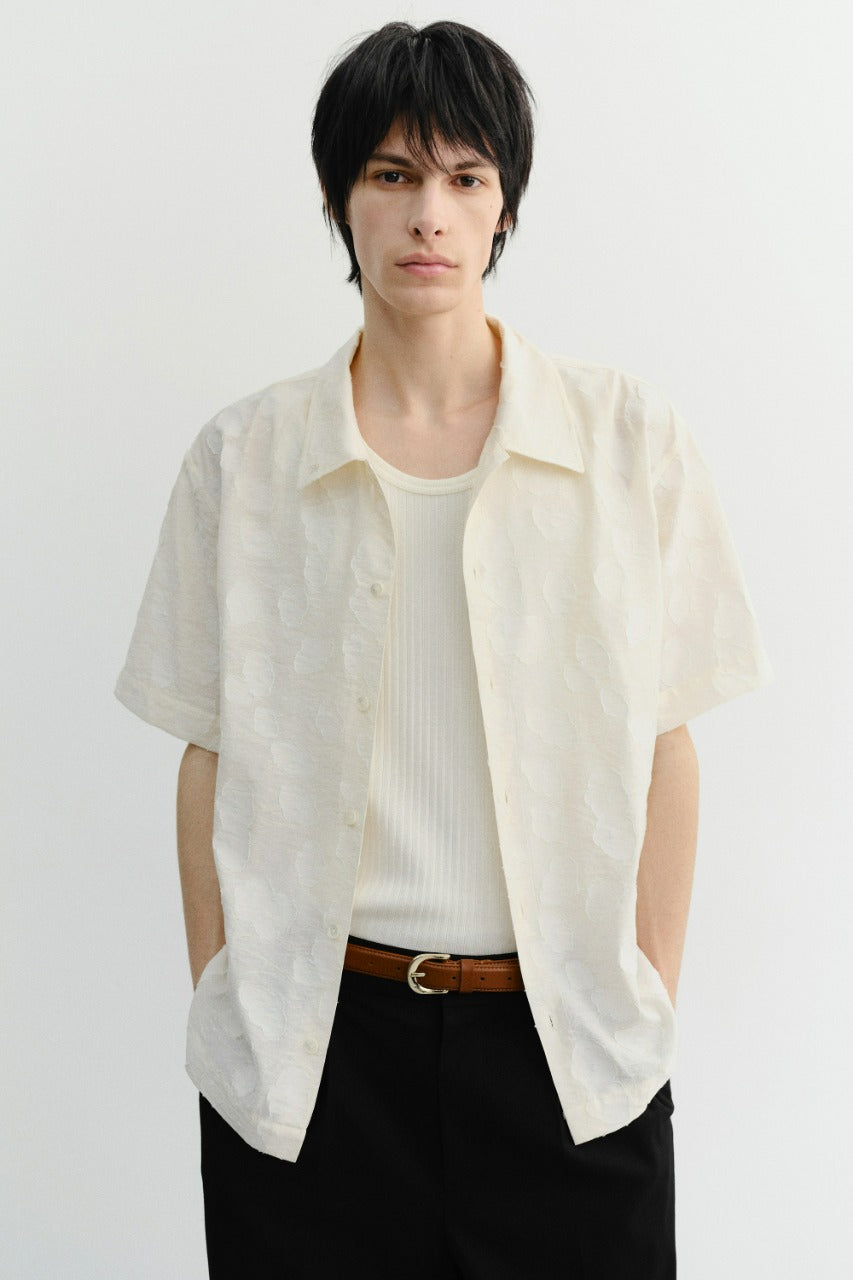 Dunst Unisex Holiday Jacquard Shirt Cream Jacquard