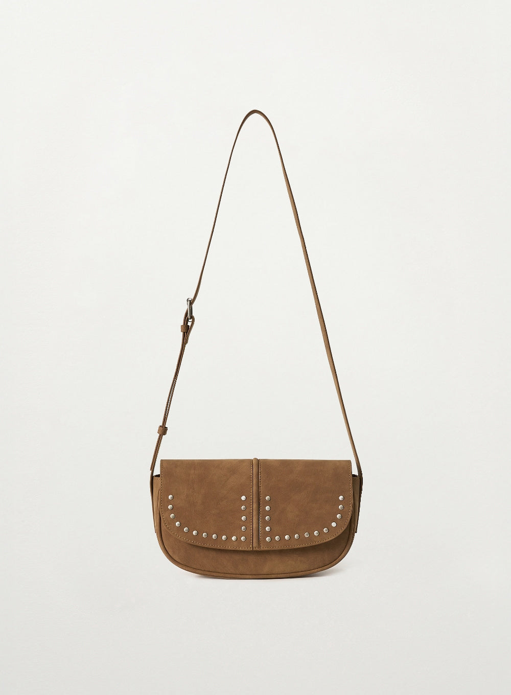 Satur Halfmoon Studded Mini Shoulder Bag - Camel