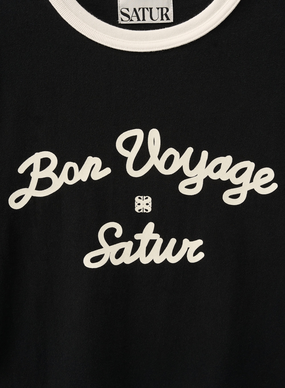 [satur] (W) Bon Voyage Ringer T-Shirt - Black