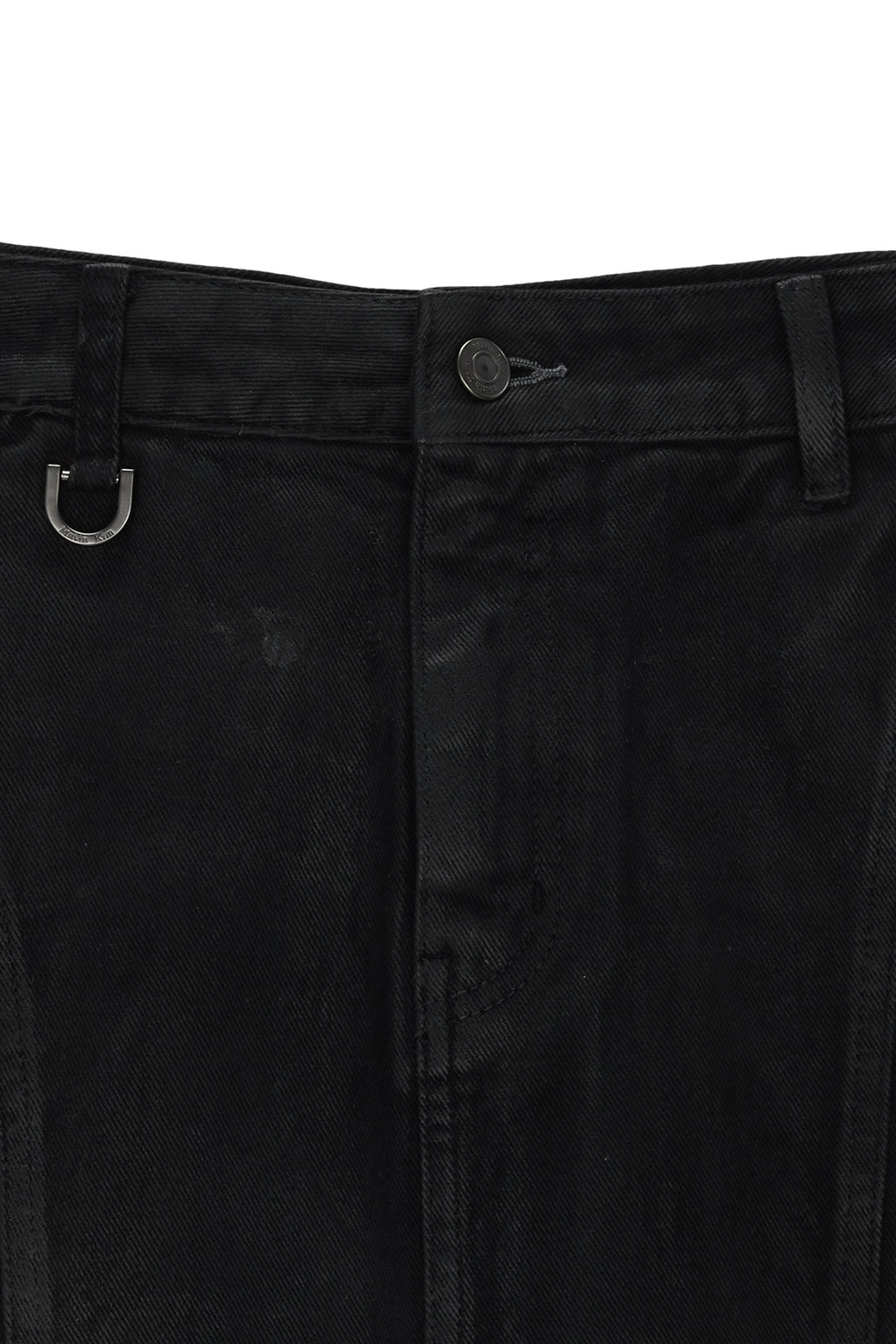 [matinkim] WAX COATING DENIM SKIRT IN BLACK