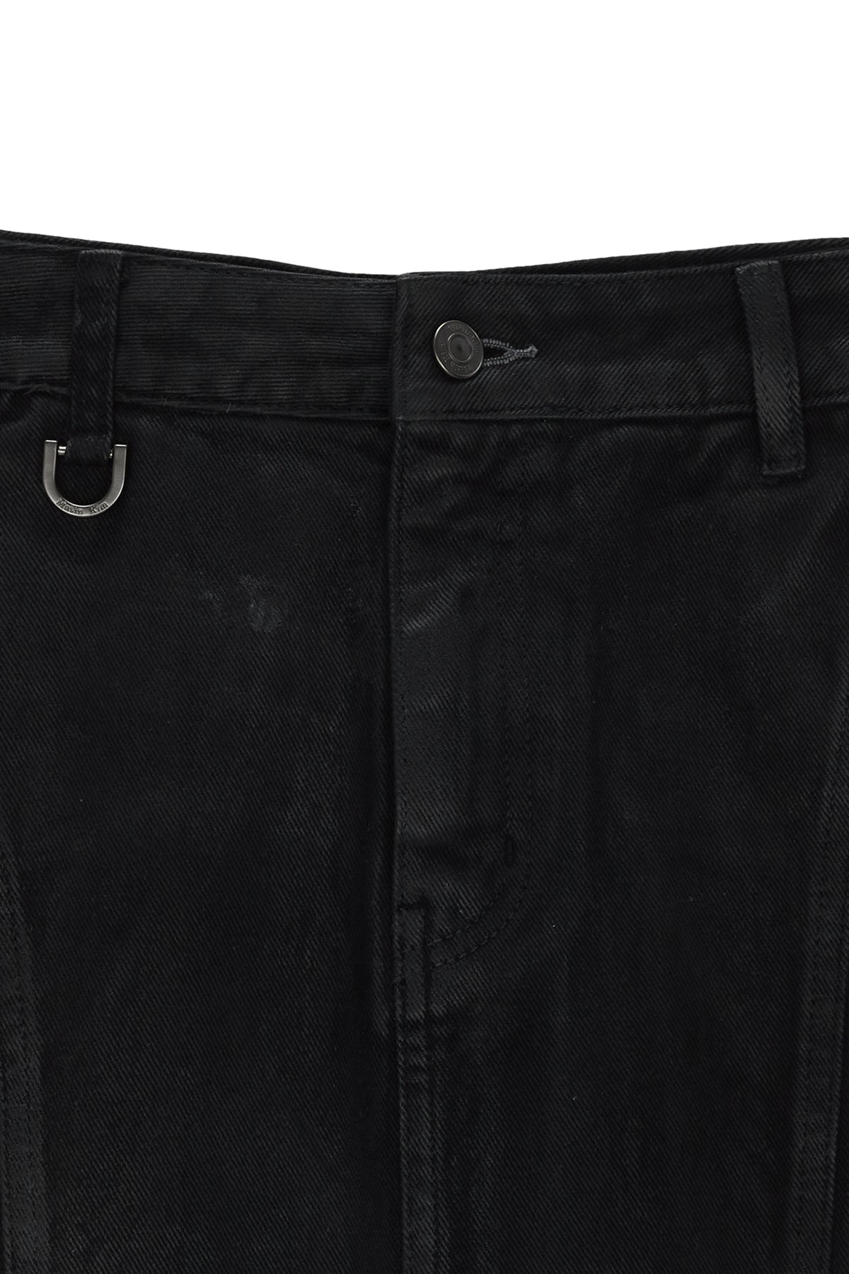 [matinkim] WAX COATING DENIM SKIRT IN BLACK
