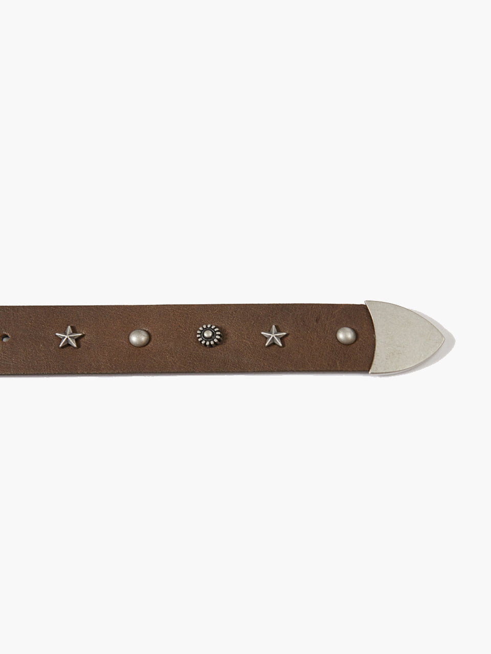 Margesherwood Leather Stud Belt washed brown pull-up