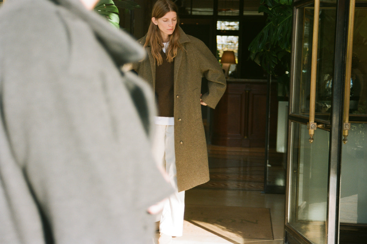 Nothing Written Wool balmacaan coat (Taupe)