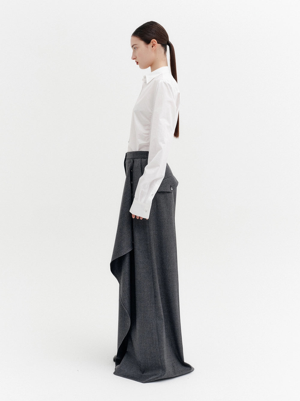 EENK Front Drape Layered Pants - Gray