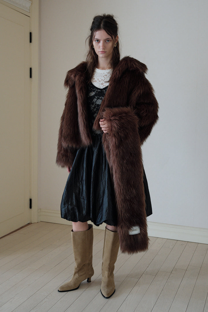 Overdueflair Vegan Fur Jacket Brown