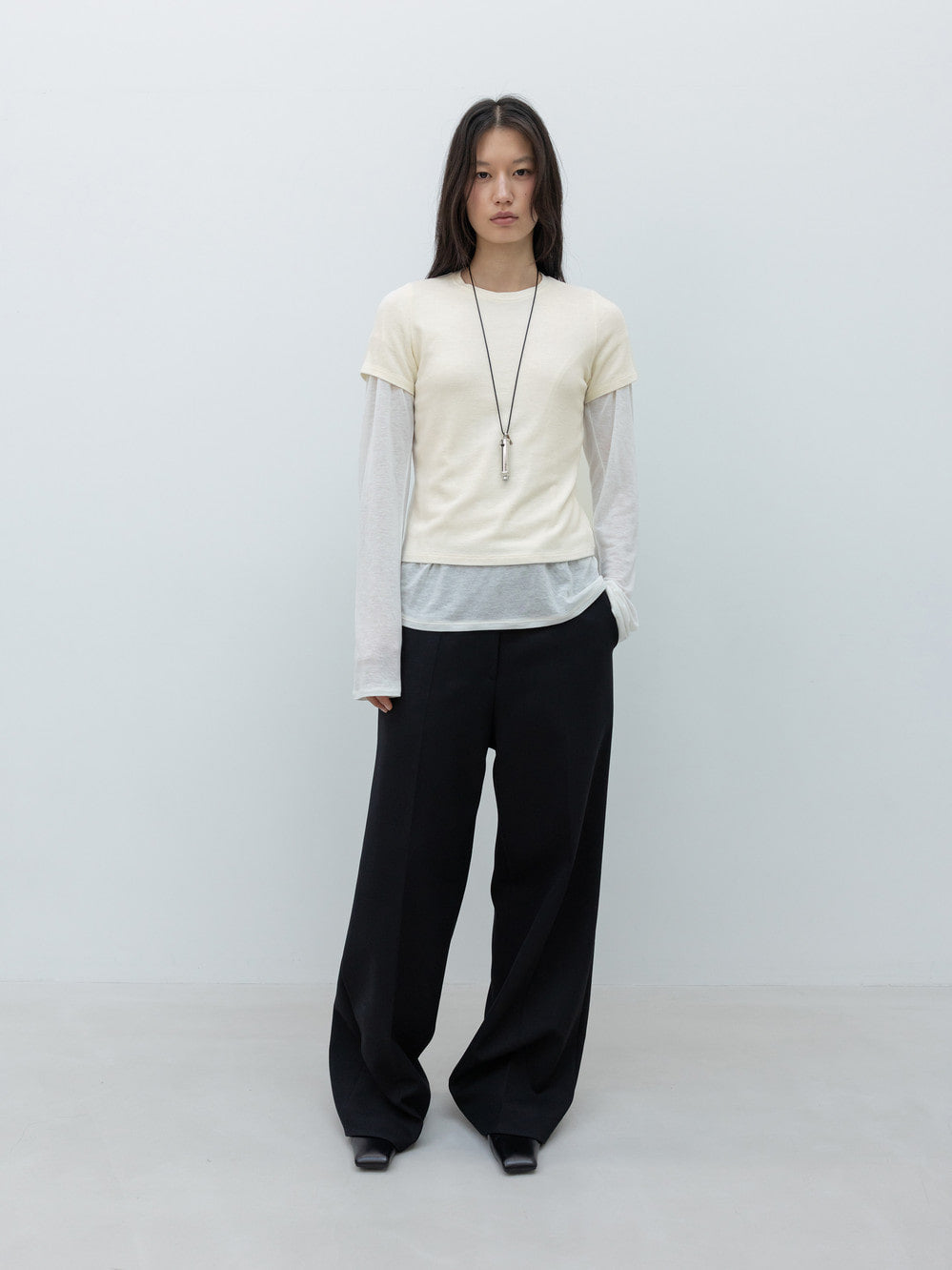 Low Classic Half Sleeve Wool Blend T-Shirts Ivory - Low Classic