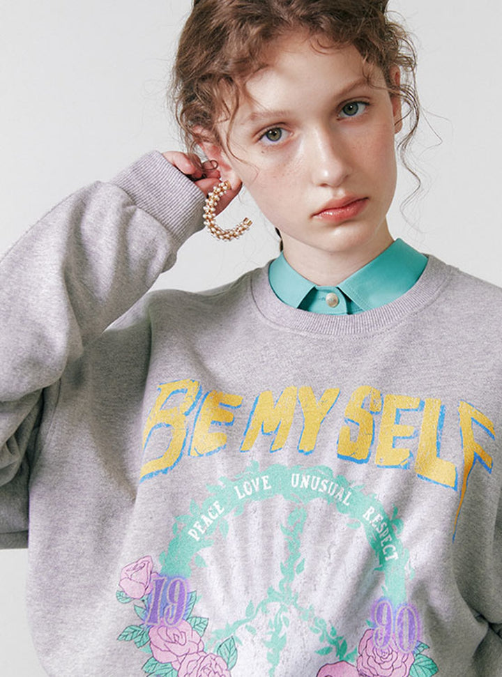 Raive Peacemark Graphic Sweatshirt in L/Grey