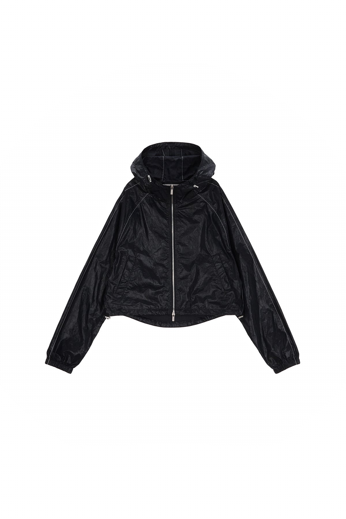 [matinkim] MATIN CROP HOODY COATING JUMPER IN BLACK