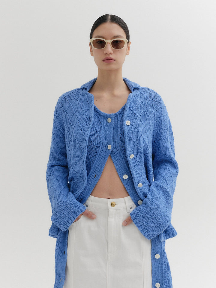 EENK Textured Knitwear Cardigan - Sky Blue
