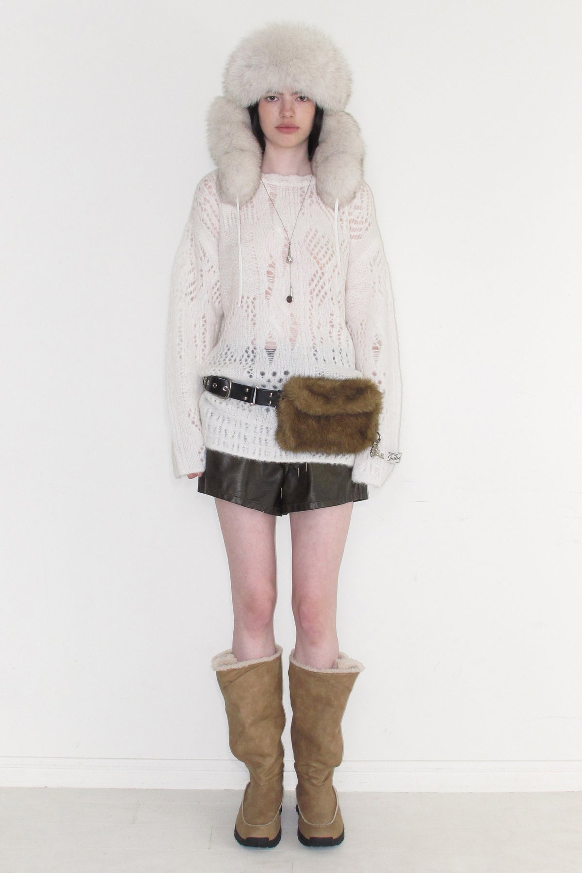Instantfunk Washed Faux Leather Shorts - Brown