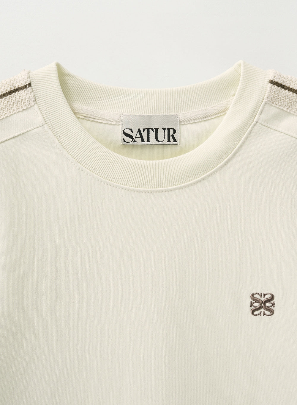 [satur] (W) Lawton Crop Half Sweatshirt - Cream