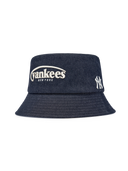 MLB Korea Vintage Denim Curve Logo Bucket Hat