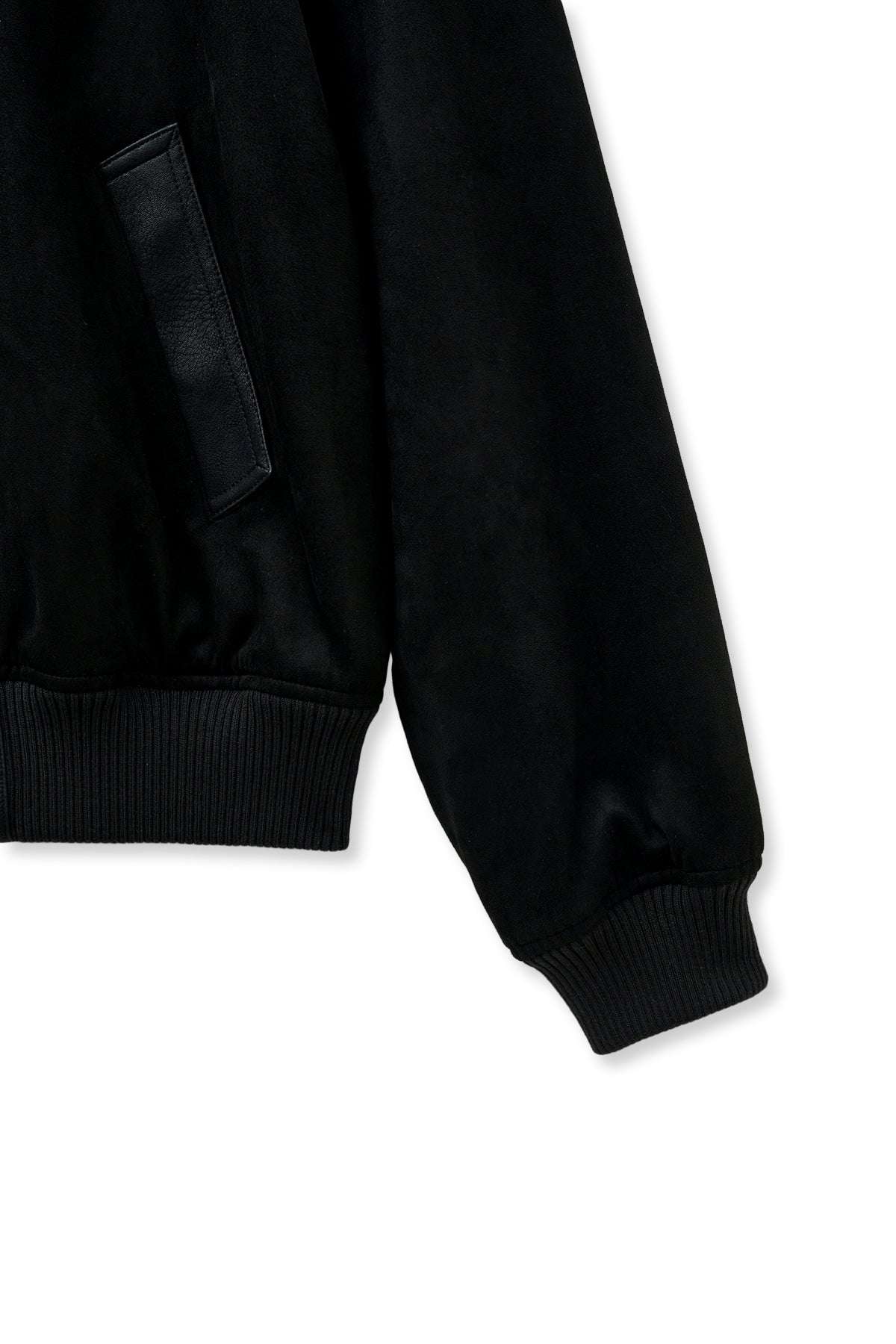 Matinkim Suede Mix Leather Zip UP Jumper For Women IN Black
