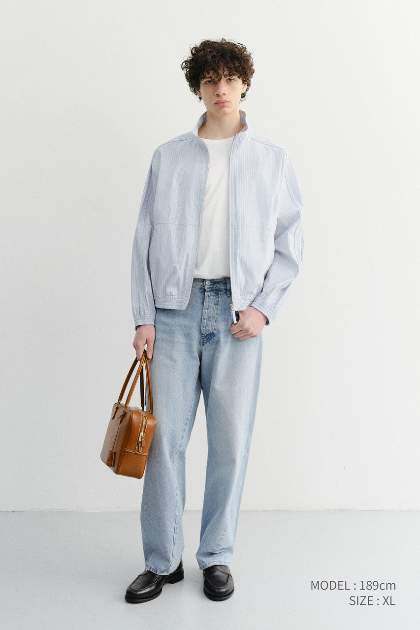Dunst Unisex Summer Harrington Jacket Soft Blue Stripe