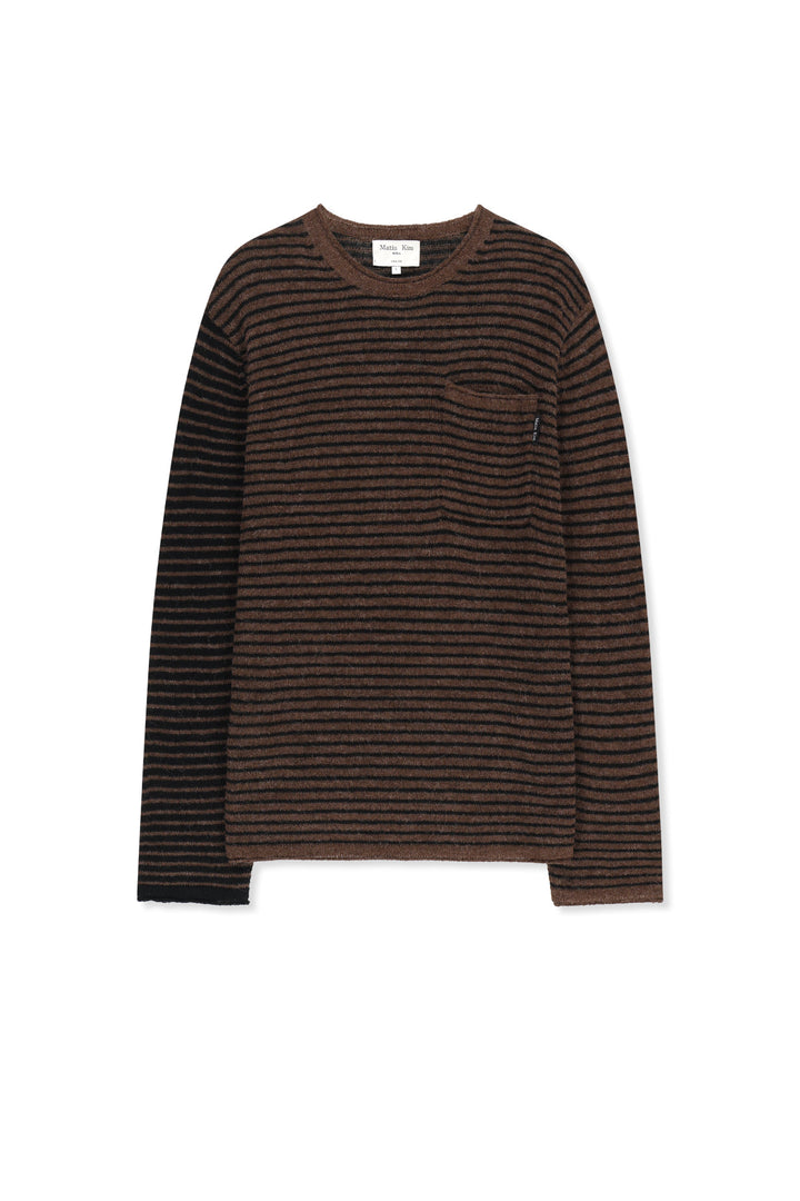 Matinkim Multi Stripe Alpaca Blended Knit Pullover IN Brown