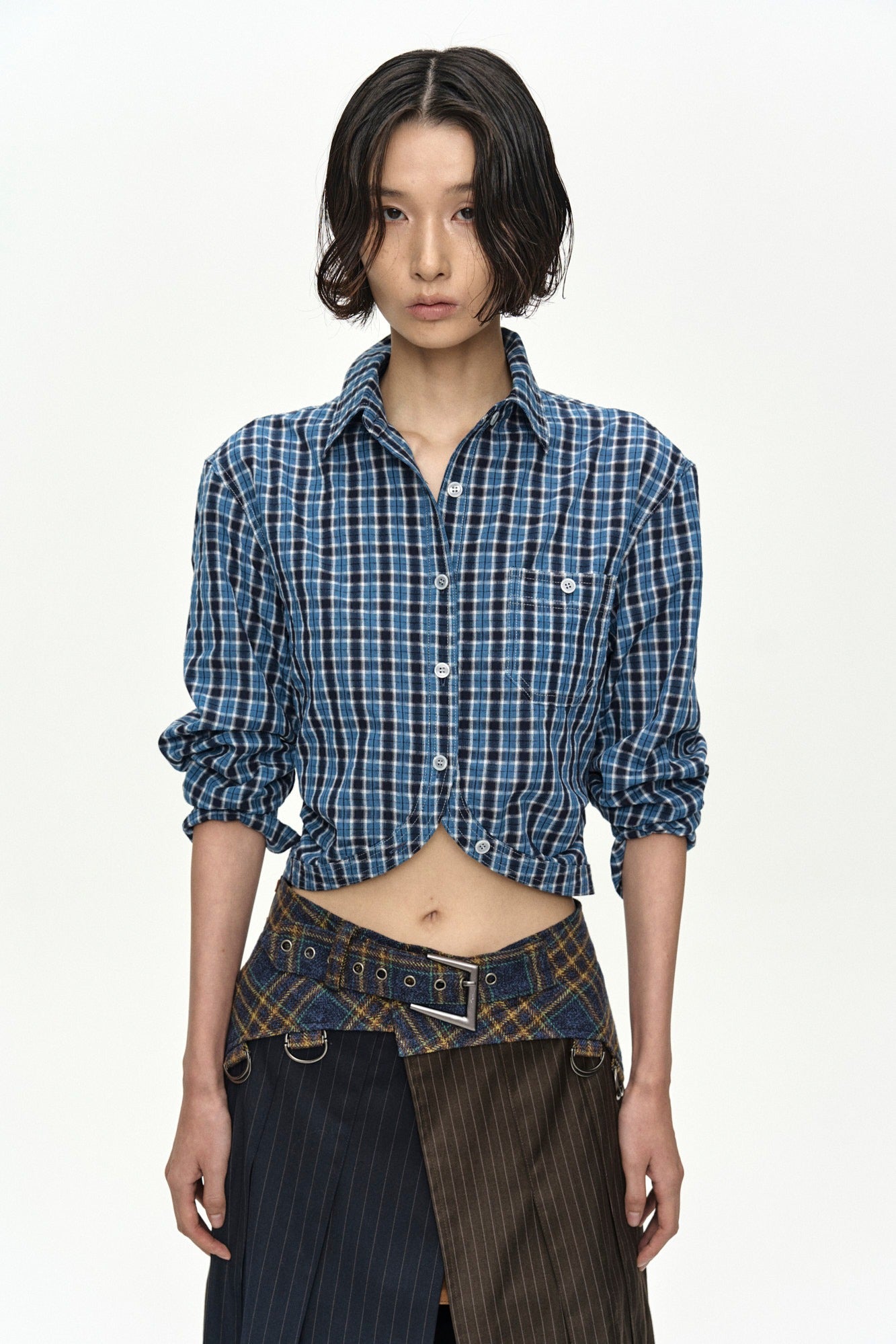 Andersson Bell Check Curves Hem Shirt