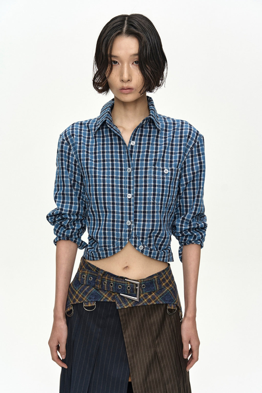 Andersson Bell Check Curves Hem Shirt