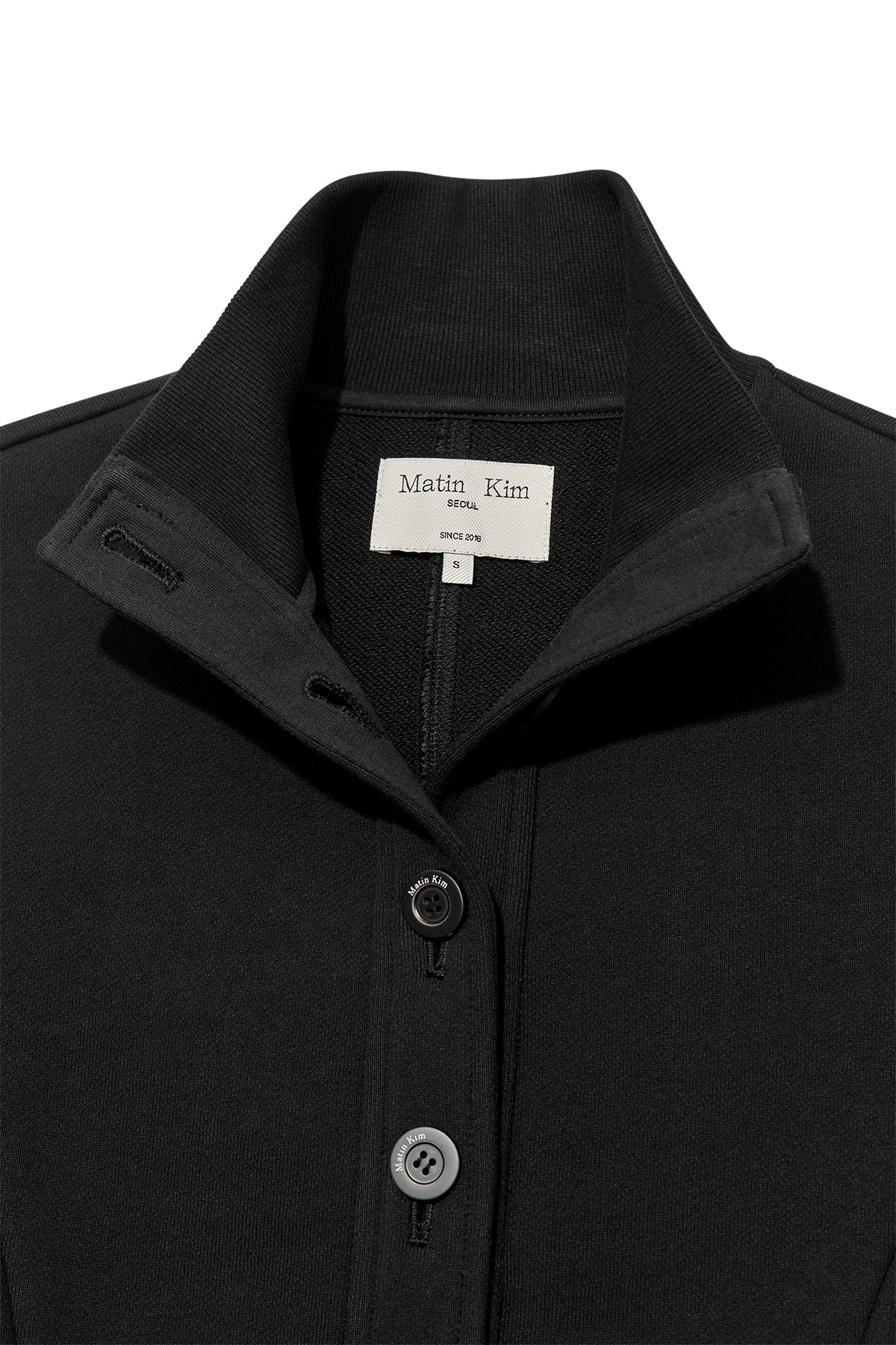 Matinkim High Neck Balloon Button Cardigan IN Black