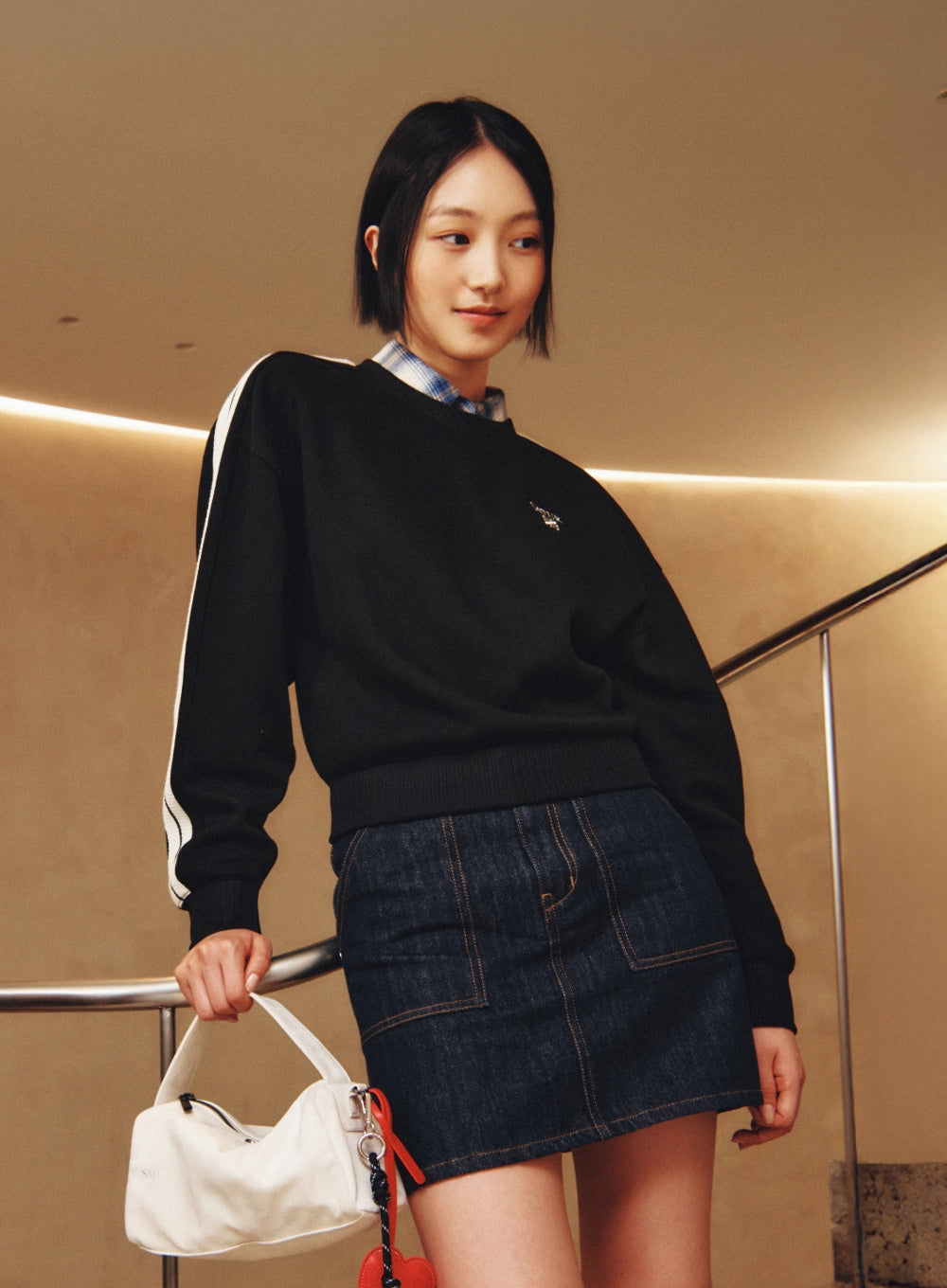 [satur] (W) Indigo Nonfade Denim Skirt - Indigo