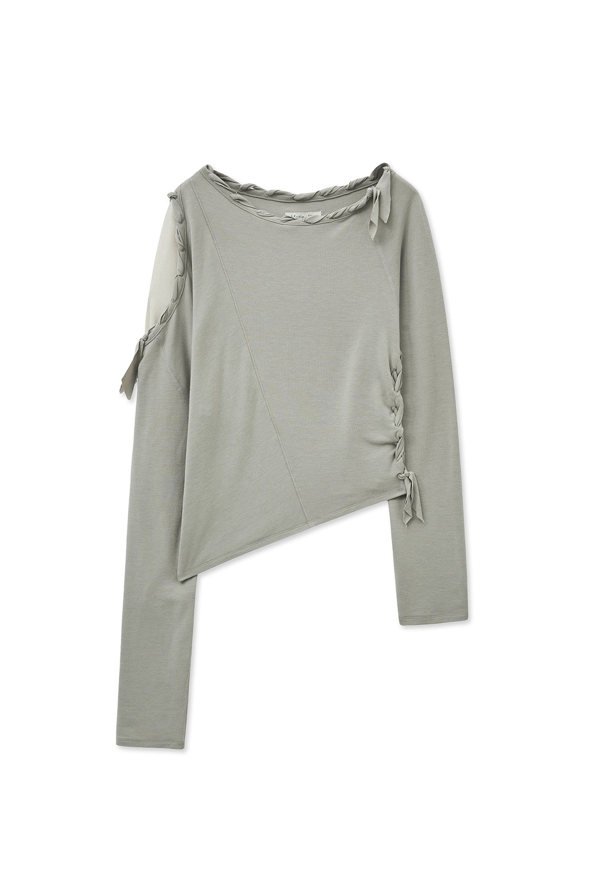 [matinkim] WEAVING LONG SLEEVE TOP IN LIGHT GREY