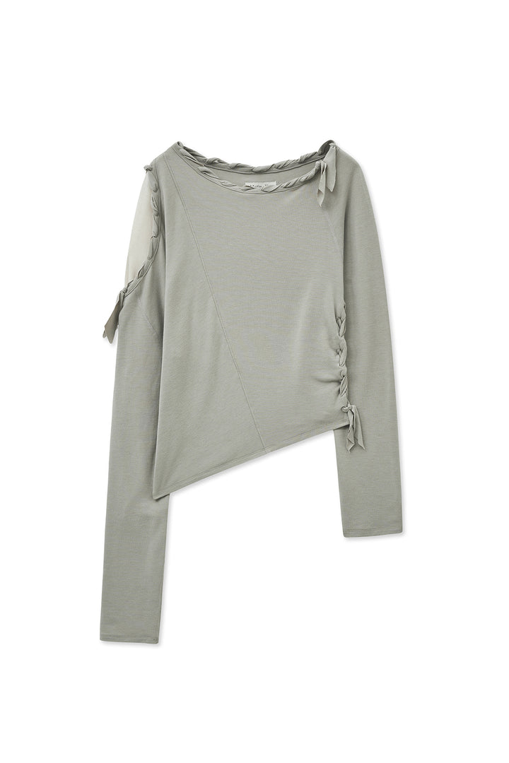 Matinkim Weaving Long Sleeve Top IN Light Grey