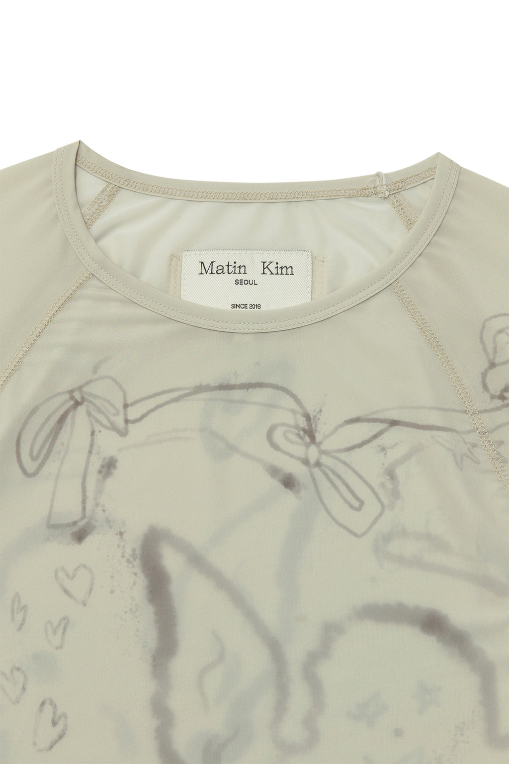 [matinkim] See Through Printing Top IN Khaki Beige