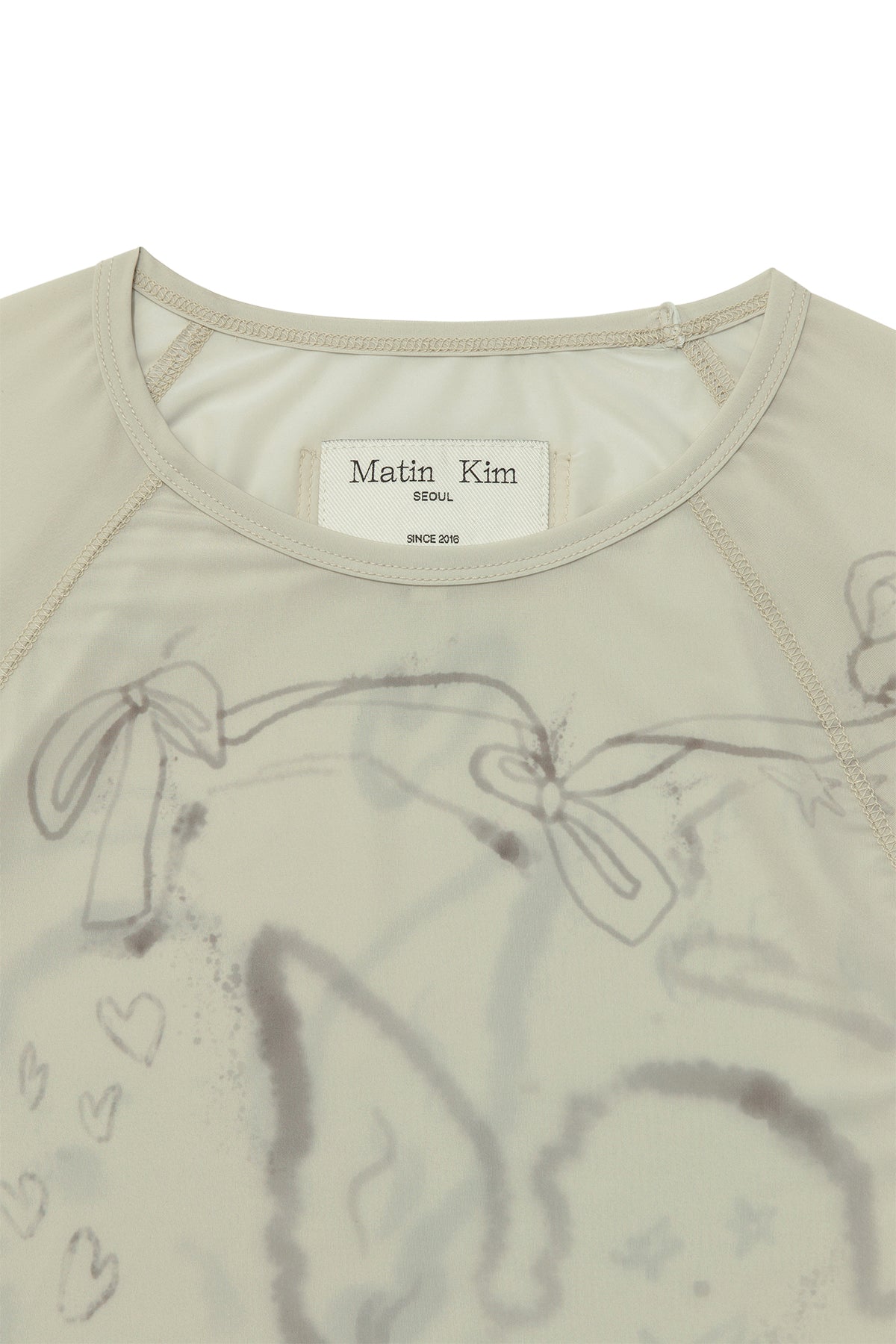 [matinkim] See Through Printing Top IN Khaki Beige