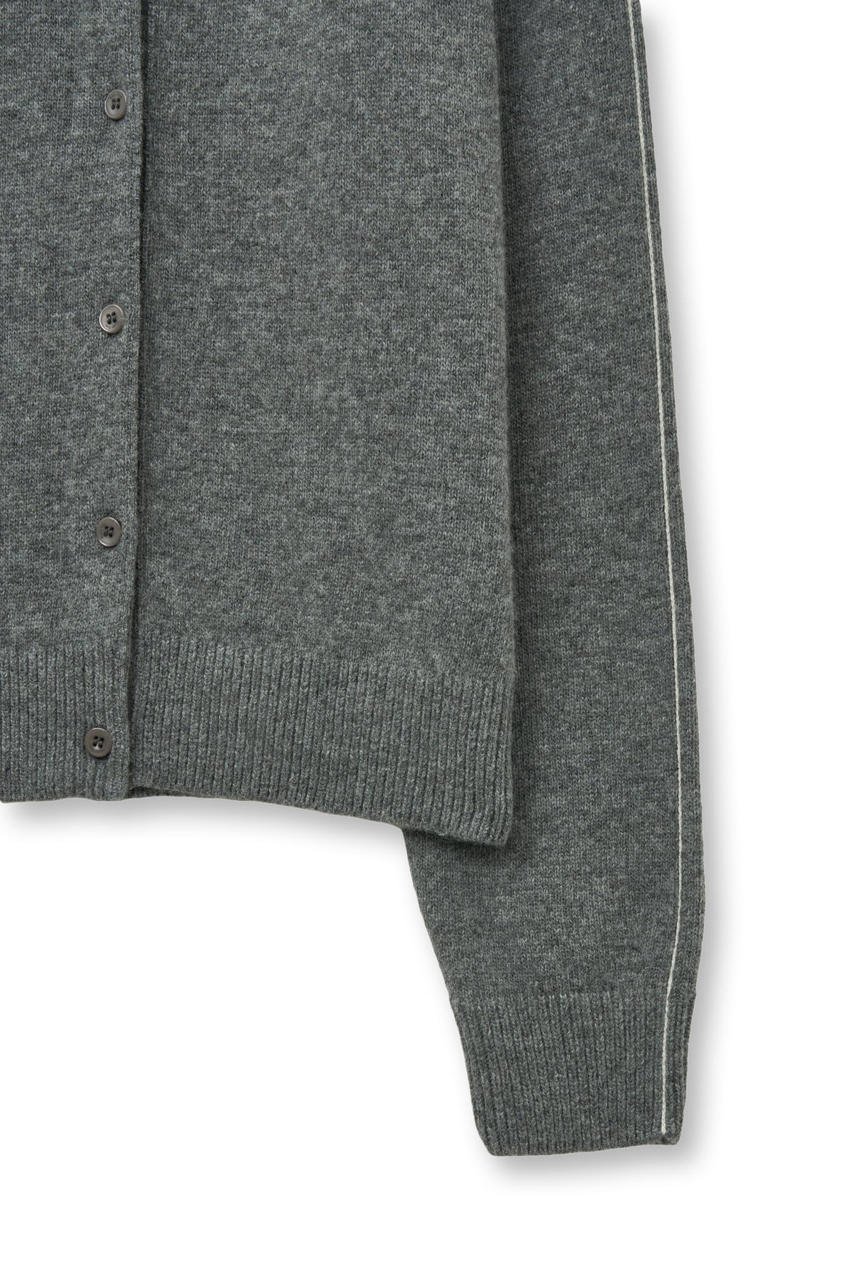[matinkim] CASHMERE BLENDED ROUND KNIT CARDIGAN IN GREY