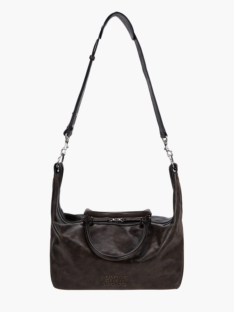 Margesherwood Dumpling Tote brown+black two-tone cracked