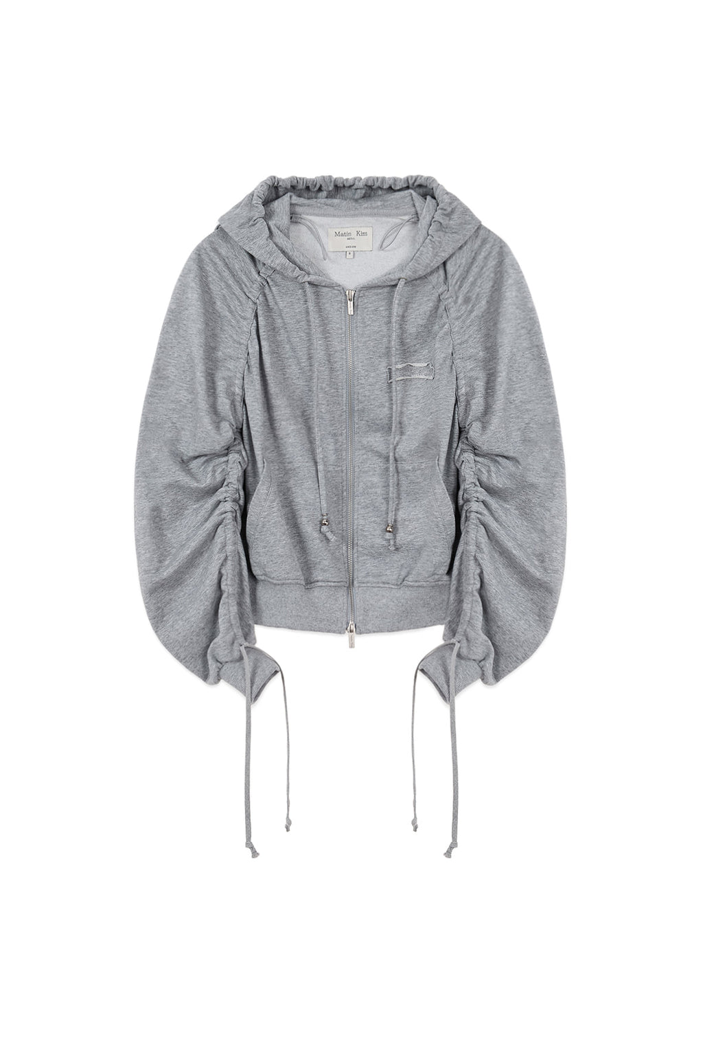 Matinkim Sleeve String Detail Hoody Zip UP IN Grey