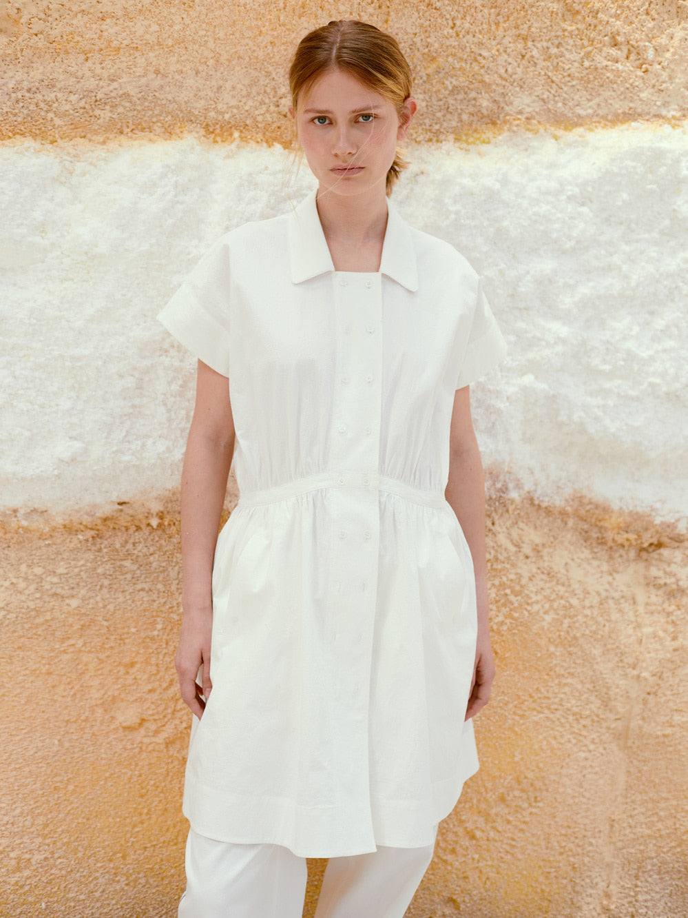 Low Classic Flared Mini Dress White