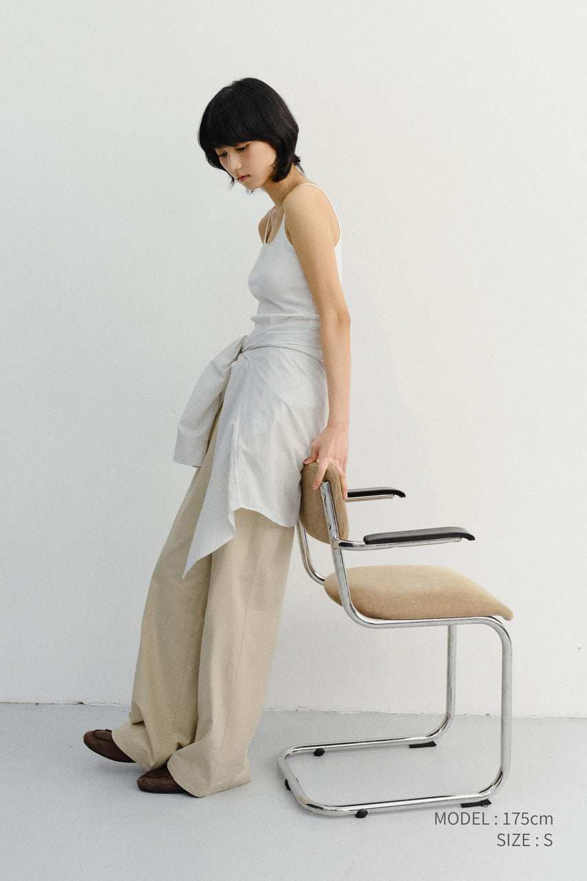 Dunst Summer Double Pleated Chino Slacks Beige