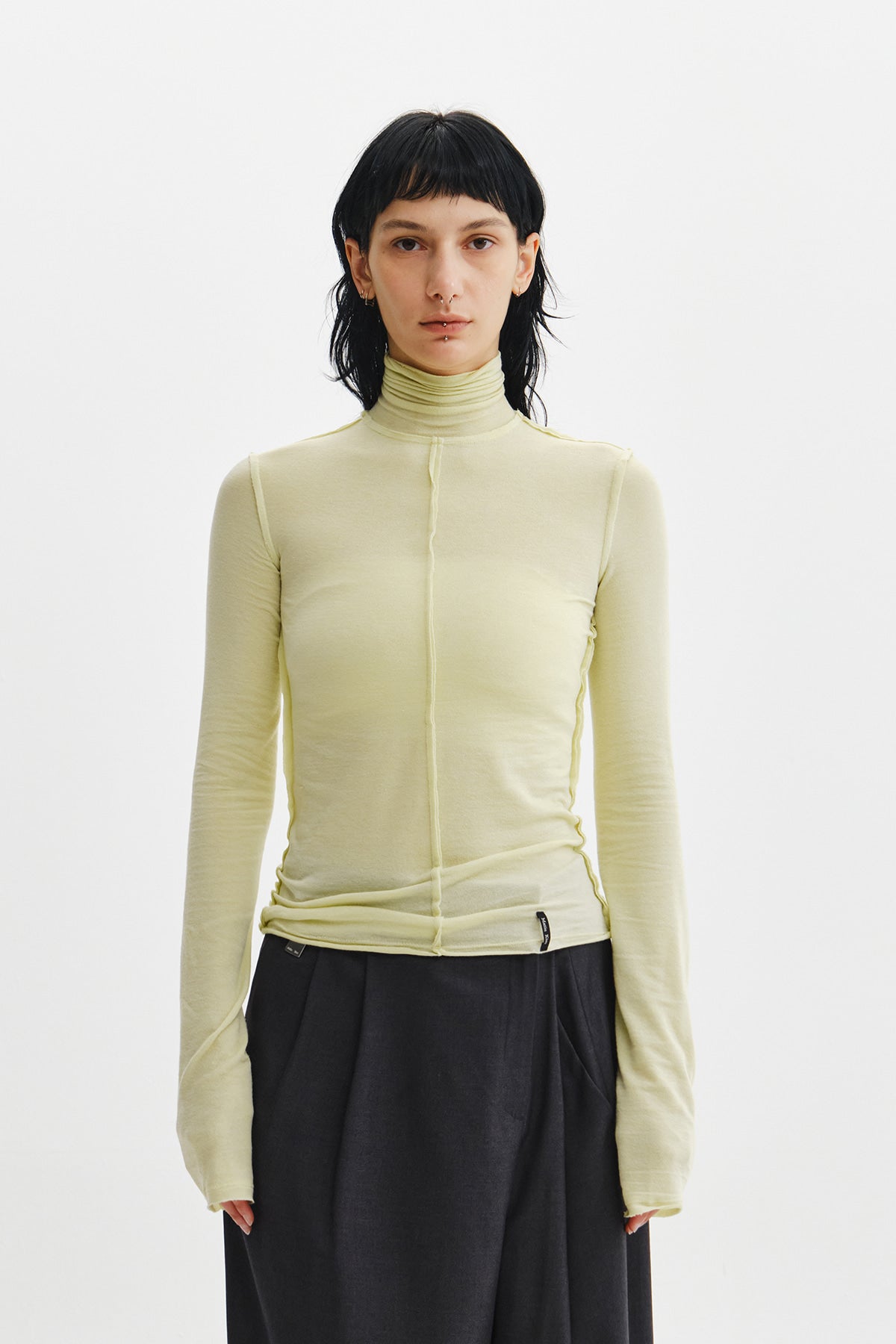 Matinkim Raw Cut High Neck Top IN Lime